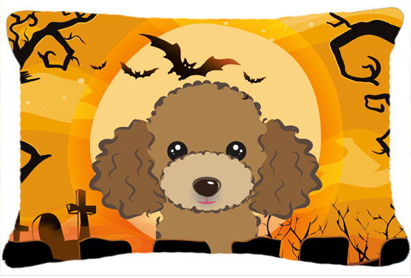 Halloween Chocolate Brown Poodle Fabric Decorative Pillow
