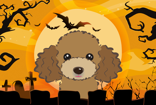 Halloween Chocolate Brown Poodle Fabric Placemat