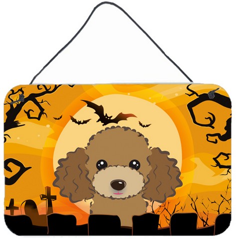 Halloween Chocolate Brown Poodle Wall and Door Hanging Prints