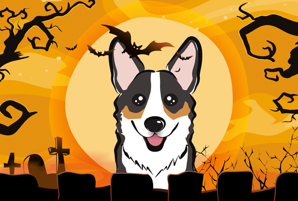 Halloween Tricolor Corgi Fabric Placemat