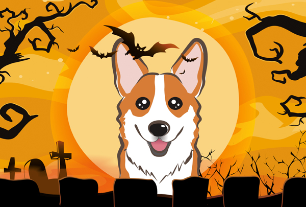Halloween Red Corgi Fabric Placemat
