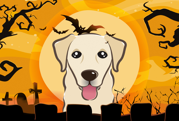 Halloween Golden Retriever Fabric Placemat