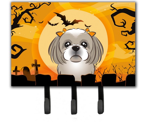 Halloween Gray Silver Shih Tzu Leash & Key Holder