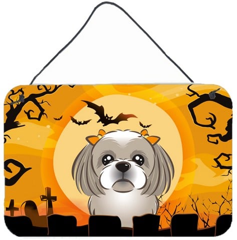 Halloween Gray Silver Shih Tzu Wall and Door Hanging Prints