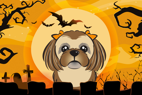 Halloween Chocolate Brown Shih Tzu Fabric Placemat