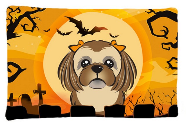 Halloween Chocolate Brown Shih Tzu Fabric Standard Pillowcase