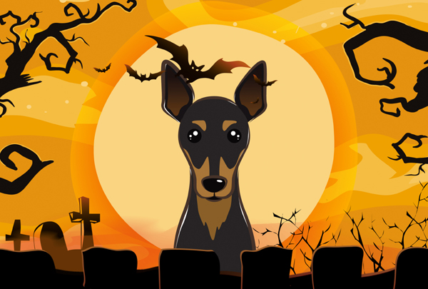 Halloween Min Pin Fabric Placemat