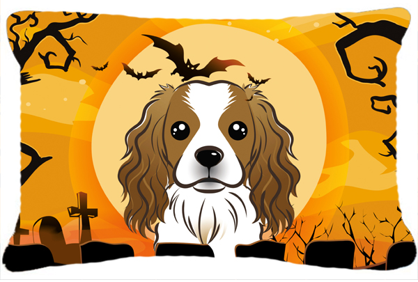 Halloween Cavalier Spaniel Fabric Decorative Pillow