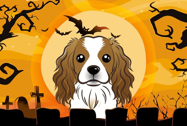 Halloween Cavalier Spaniel Fabric Placemat