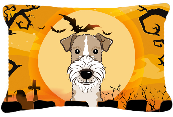 Halloween Wire Haired Fox Terrier Fabric Decorative Pillow