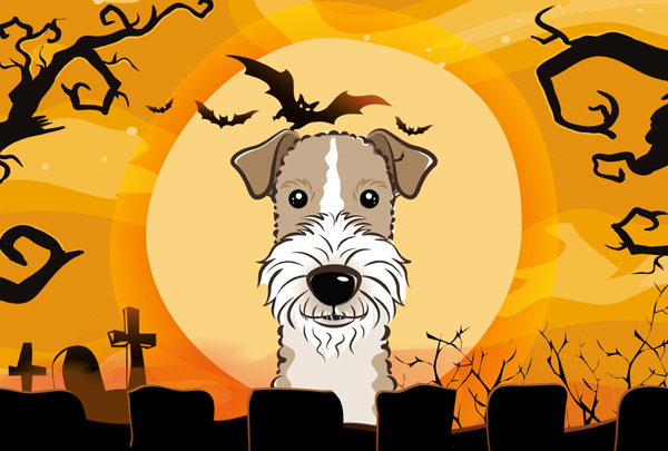 Halloween Wire Haired Fox Terrier Fabric Placemat