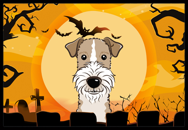 Halloween Wire Haired Fox Terrier Indoor & Outdoor Mat, 24 x 36 in.