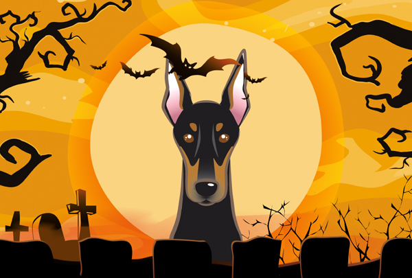 Halloween Doberman Fabric Placemat