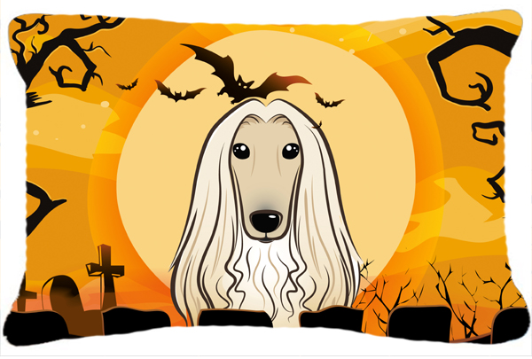 Halloween Afghan Hound Fabric Decorative Pillow