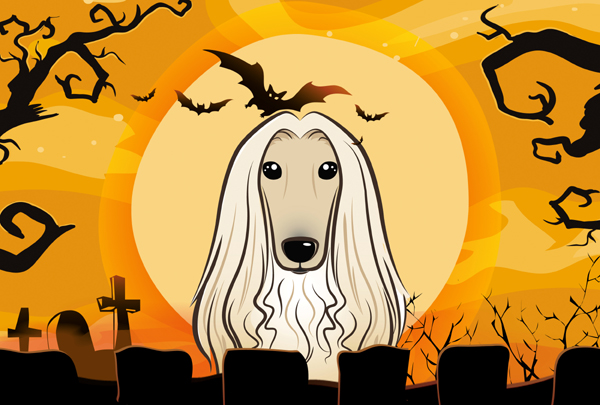 Halloween Afghan Hound Fabric Placemat