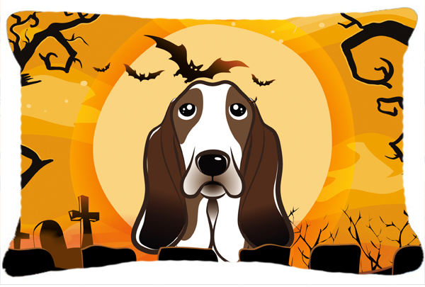 Halloween Basset Hound Fabric Decorative Pillow