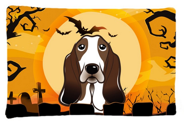 BB1801PILLOWCASE Halloween Basset Hound Fabric Standard Pillowcase