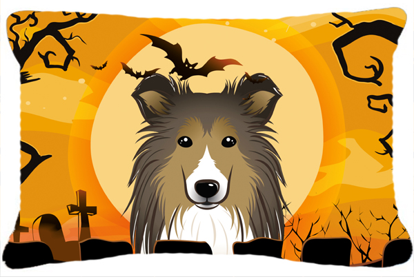 Halloween Sheltie Fabric Decorative Pillow