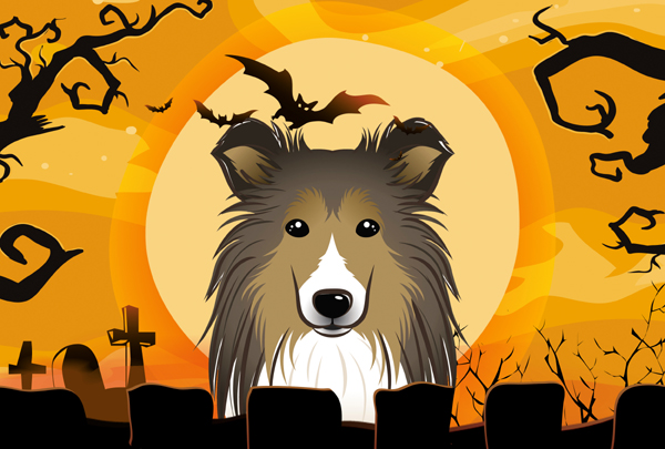 Halloween Sheltie Fabric Placemat