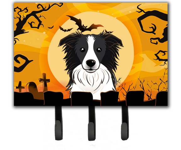 Halloween Border Collie Leash & Key Holder