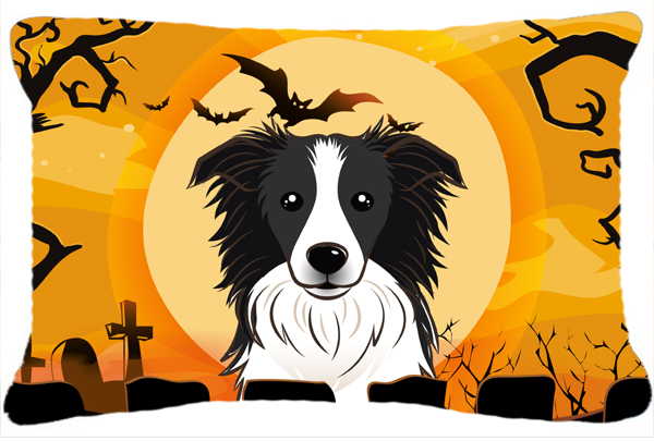 Halloween Border Collie Fabric Decorative Pillow
