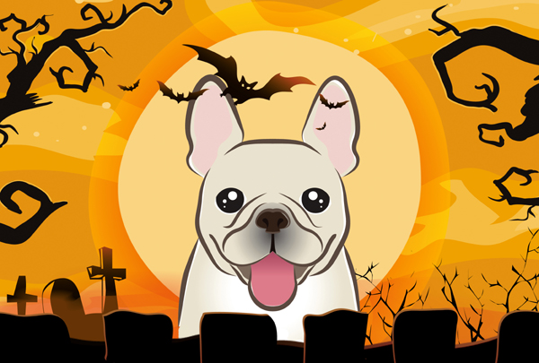 Halloween French Bulldog Fabric Placemat
