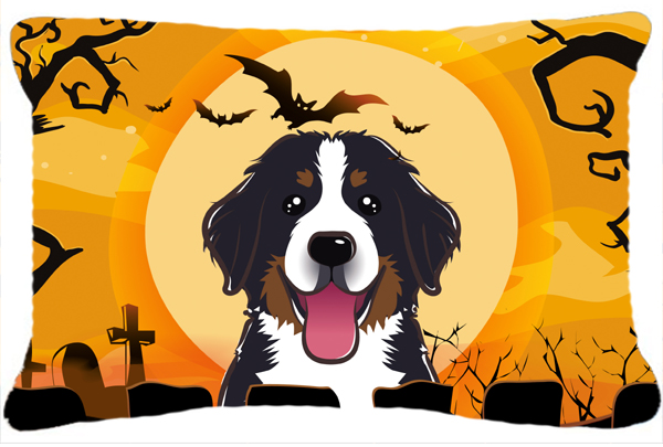 Halloween Bernese Mountain Dog Fabric Decorative Pillow