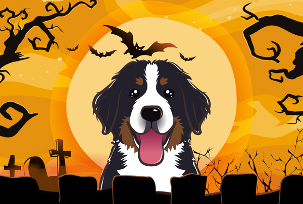 Halloween Bernese Mountain Dog Fabric Placemat