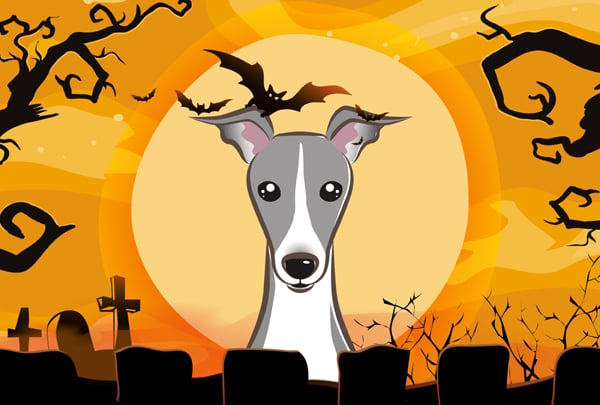 Halloween Italian Greyhound Fabric Placemat