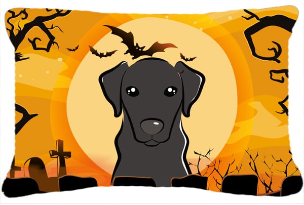 Halloween Black Labrador Fabric Decorative Pillow