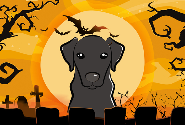 Halloween Black Labrador Fabric Placemat