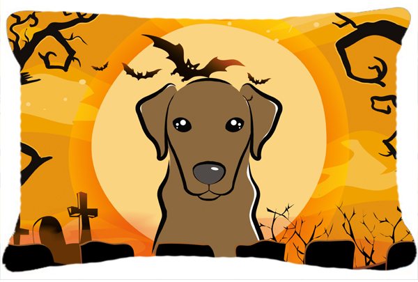 Halloween Chocolate Labrador Fabric Decorative Pillow