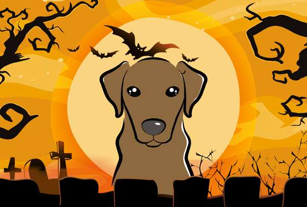 Halloween Chocolate Labrador Fabric Placemat