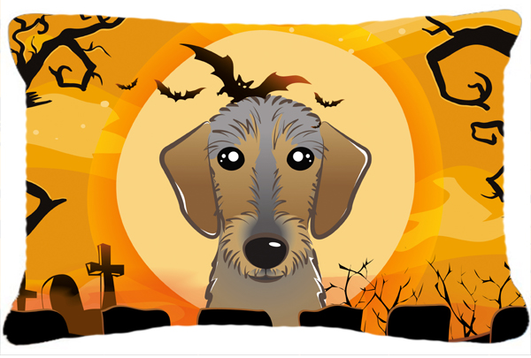 Halloween Wirehaired Dachshund Fabric Decorative Pillow