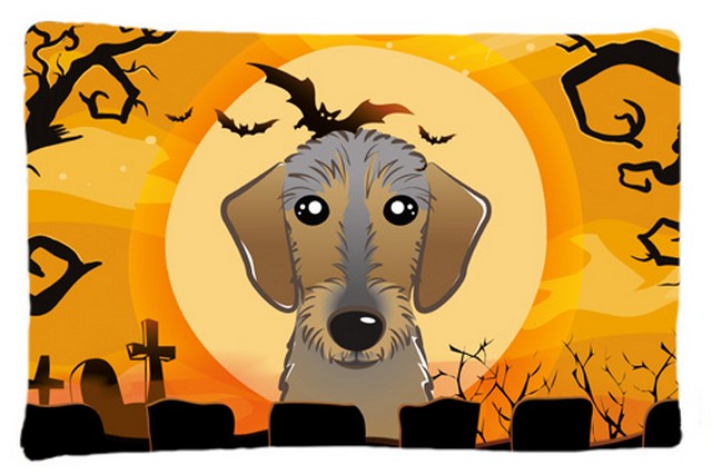 BB1791PILLOWCASE Halloween Wirehaired Dachshund Fabric Standard Pillowcase