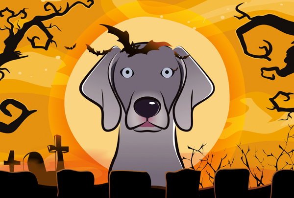 Halloween Weimaraner Fabric Placemat