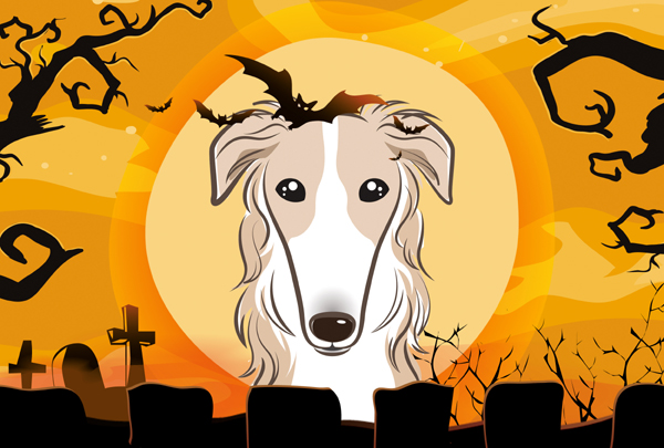 Halloween Borzoi Fabric Placemat