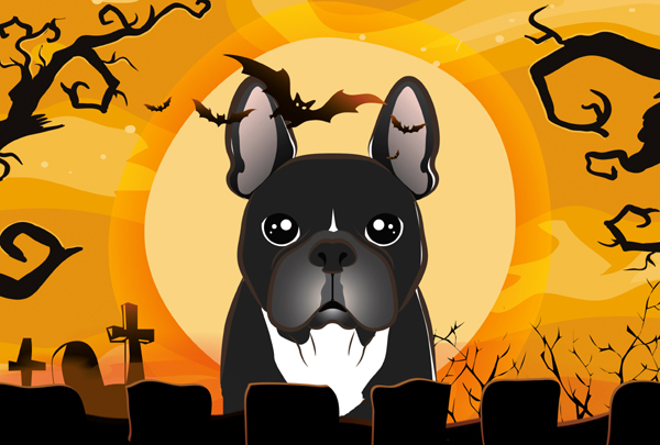 Halloween French Bulldog Fabric Placemat