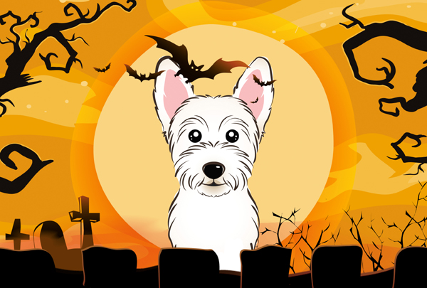 Halloween Westie Fabric Placemat