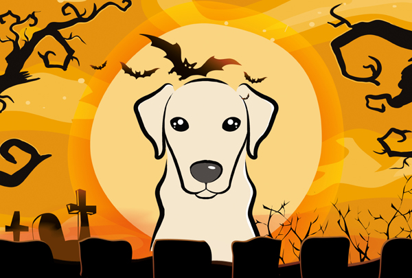 Halloween Yellow Labrador Fabric Placemat