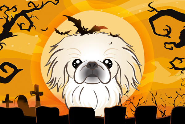 Halloween Pekingese Fabric Placemat
