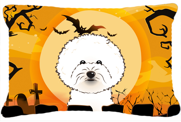 Halloween Bichon Frise Fabric Decorative Pillow