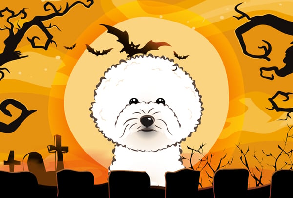 Halloween Bichon Frise Fabric Placemat