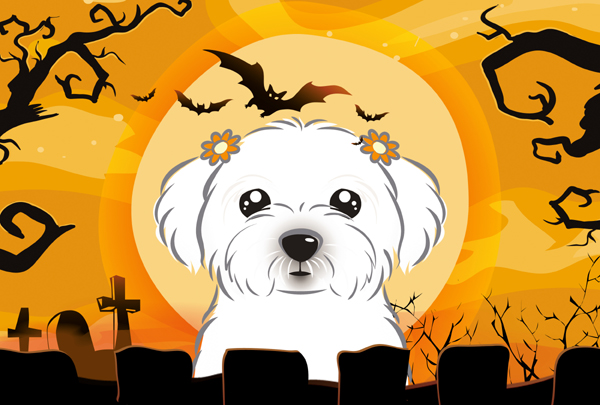 Halloween Maltese Fabric Placemat