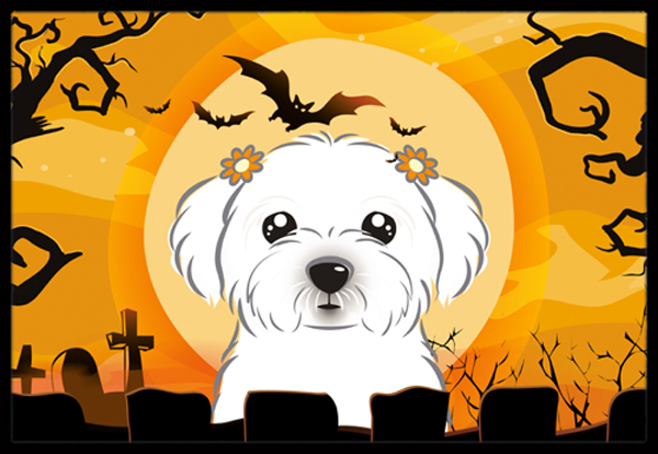 Halloween Maltese Indoor & Outdoor Mat- 18 x 27 in.