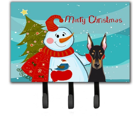 BB1865TH68 Snowman With Doberman Leash & Key Holder