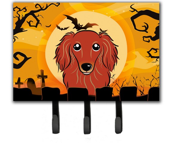 BB1772TH68 Halloween Longhair Red Dachshund Leash & Key Holder