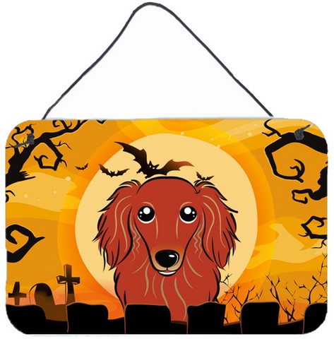BB1772DS812 Halloween Longhair Red Dachshund Wall and Door Hanging Prints