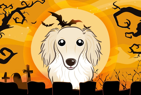 Halloween Longhair Creme Dachshund Fabric Placemat