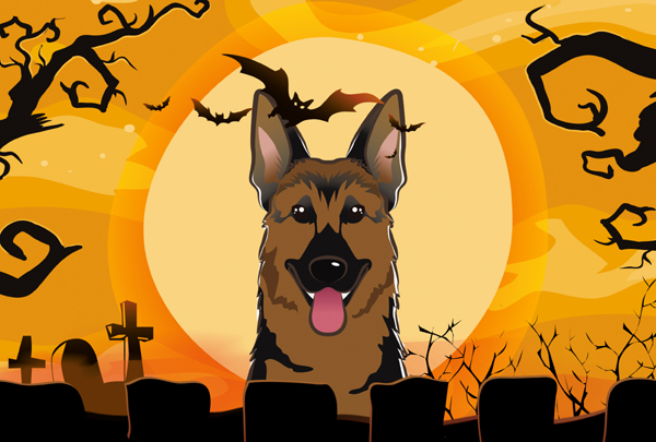 BB1769PLMT Halloween German Shepherd Fabric Placemat
